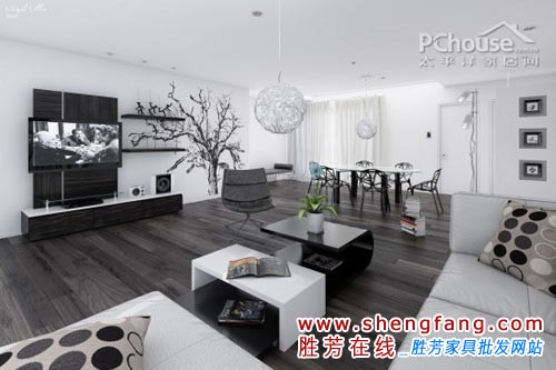 大居室黑白色調(diào)裝修設計
