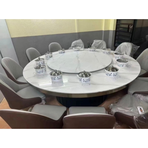 勝芳酒店家具批發(fā) 巖板火鍋?zhàn)?電動(dòng)大圓桌 家用餐桌 酒店電動(dòng)大圓桌 巖板餐桌  鑫尚誠(chéng)酒店家具
