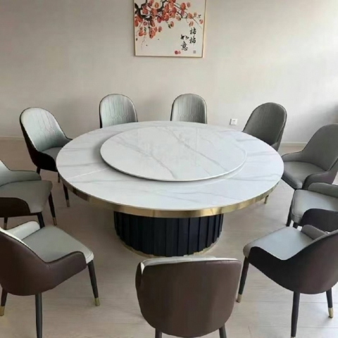 勝芳家具批發(fā) 巖板酒店桌 酒店大圓桌 弘毅家具