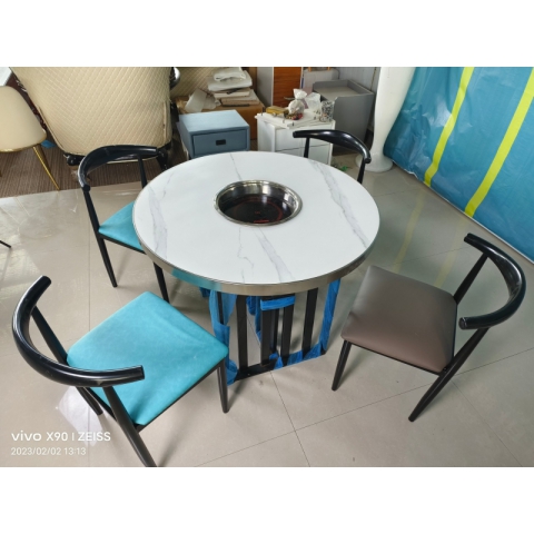 一桌四椅 勝芳酒店家具批發(fā) 圓桌 巖板餐桌 酒店桌 宴會桌 火鍋?zhàn)?餐桌 快餐桌 潤澤家具