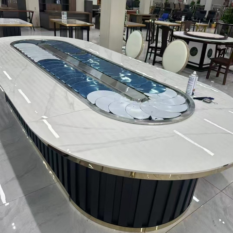 勝芳酒店桌批發(fā) 新中式酒店桌 橢圓電動(dòng)傳送餐桌 長(zhǎng)方形自動(dòng)旋轉(zhuǎn)火鍋?zhàn)?酒店家具 安鑫家具