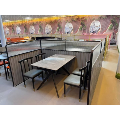 快餐一桌四椅勝芳餐椅餐椅批發(fā) 快餐桌 餐桌椅 酒店桌 巖板餐桌 普沃達(dá)家具