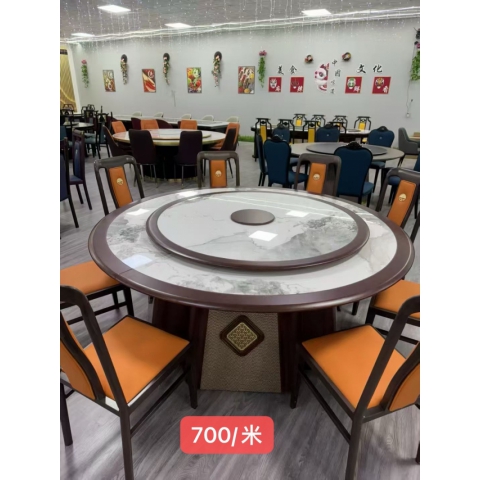 勝芳家具批發(fā) 巖板大圓桌 飯店桌椅 巖板餐桌 實(shí)木巖板大餐臺(tái) 包廂餐桌 餐廳桌椅 普沃達(dá)家具