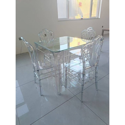 勝芳亞克力透明水晶椅酒店宴會廳婚慶禮堂戶外活動塑料椅子時(shí)尚休閑椅北歐設(shè)計(jì)師亞克力透明鋼化玻璃餐桌奶茶店方桌現(xiàn)代輕奢方桌超強(qiáng)家具廠家直銷