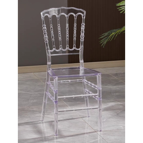 勝芳酒店宴會廳亞克力透明水晶椅婚慶禮堂戶外塑料拿破侖竹節(jié)宮廷椅子